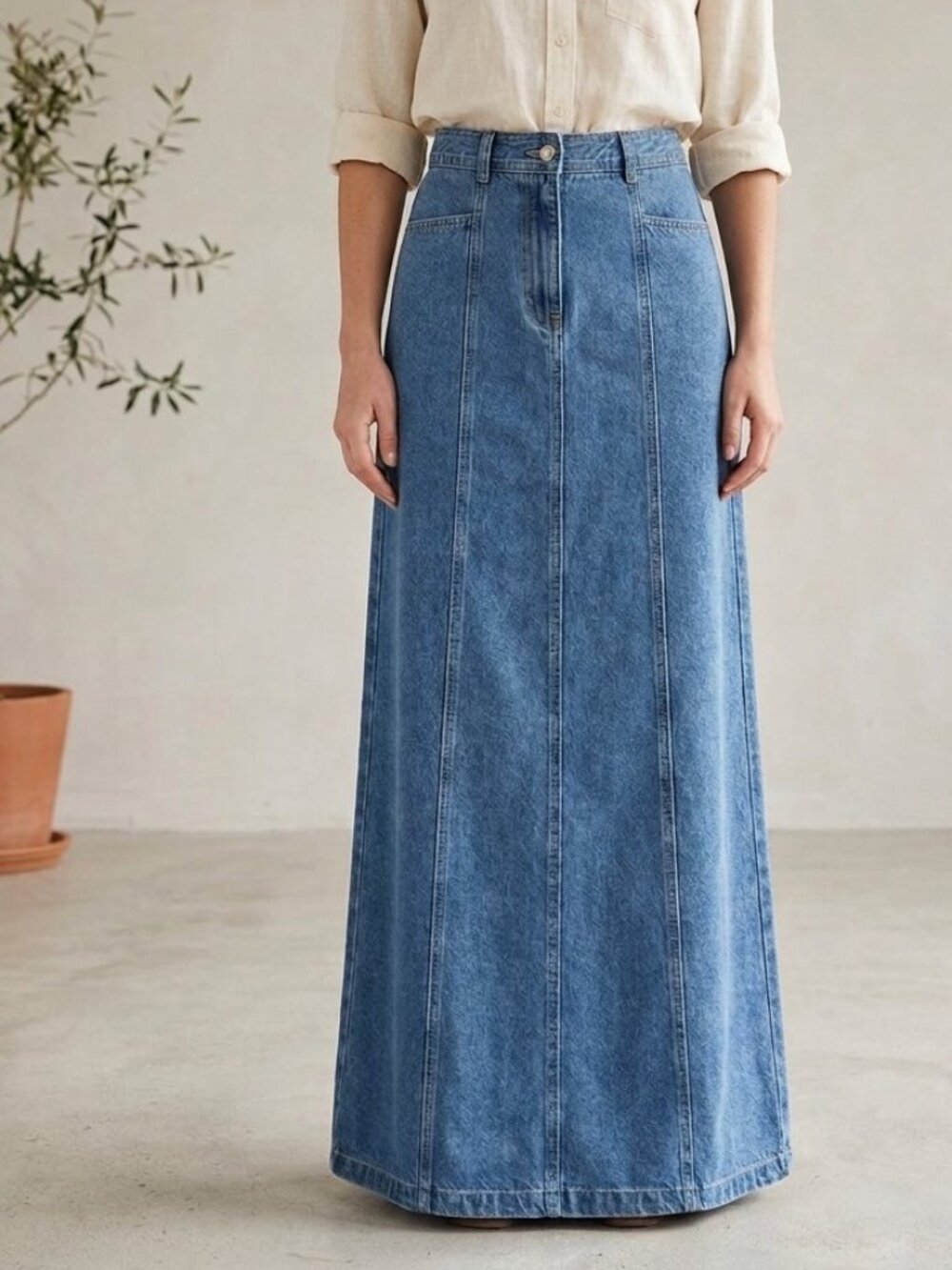 Eddie Bauer Vintage Denim Maxi Skirt Y2K 90s Long Jean Skirt 100% Cotton Size 8
